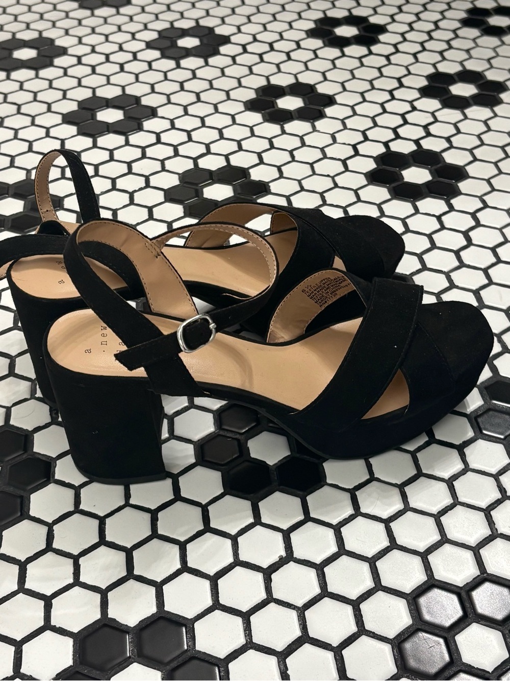 Target - a new day - Black Suede Block Heel Sandals with Crisscross Straps